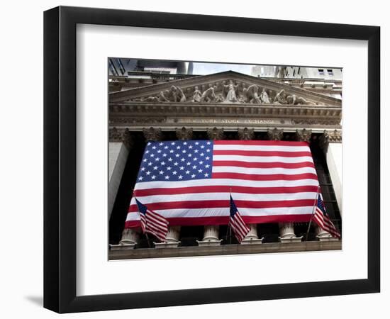 American Flag, New York Stock Exchange Building, Lower Manhattan, New York City, New York, Usa-Paul Souders-Framed Photographic Print