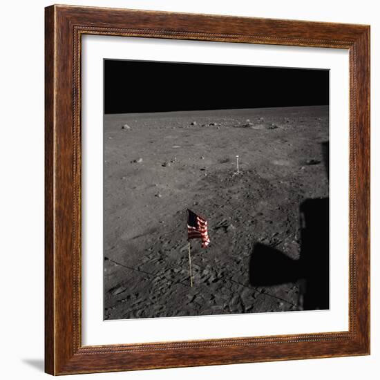 American Flag on the Moon-null-Framed Photographic Print