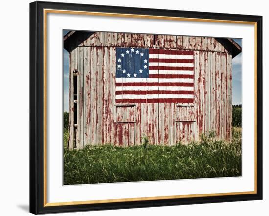 American flag painted on barn-Owaki-Framed Photographic Print