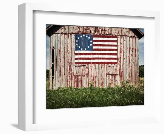 American flag painted on barn-Owaki-Framed Photographic Print