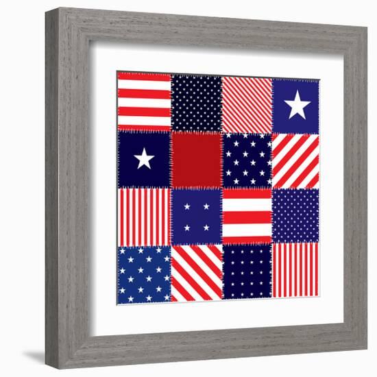 American Flag Quilt Pattern-null-Framed Art Print