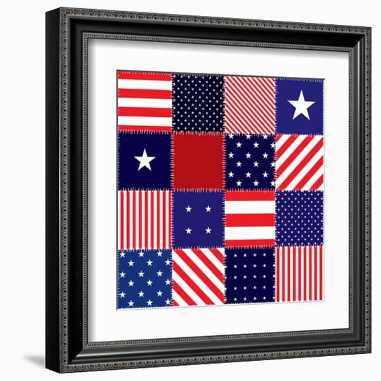 American Flag Quilt Pattern-null-Framed Art Print