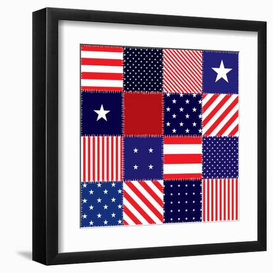 American Flag Quilt Pattern-null-Framed Art Print