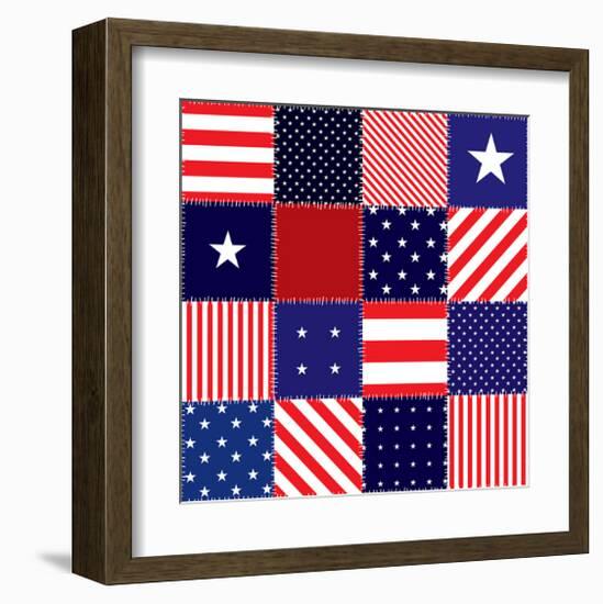 American Flag Quilt Pattern-null-Framed Art Print