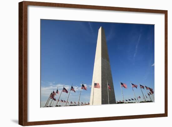 American Flags Encircling Washington Monument-Paul Souders-Framed Photographic Print