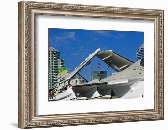 American Flags Framed Through Jet Wings, San Diego, California, USA-Richard Duval-Framed Photographic Print