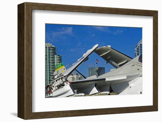 American Flags Framed Through Jet Wings, San Diego, California, USA-Richard Duval-Framed Photographic Print