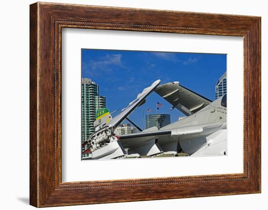 American Flags Framed Through Jet Wings, San Diego, California, USA-Richard Duval-Framed Photographic Print