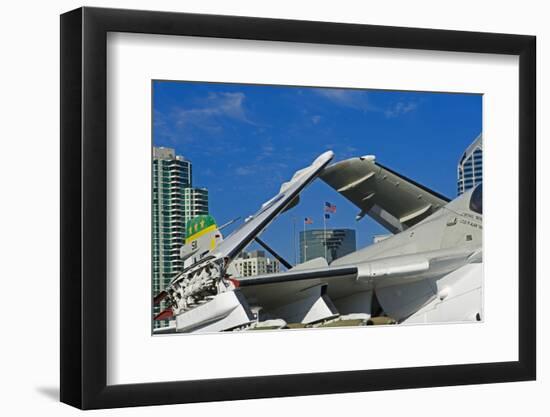 American Flags Framed Through Jet Wings, San Diego, California, USA-Richard Duval-Framed Photographic Print