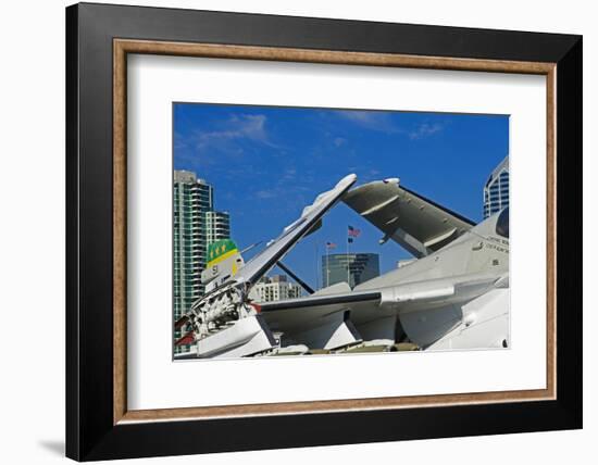 American Flags Framed Through Jet Wings, San Diego, California, USA-Richard Duval-Framed Photographic Print