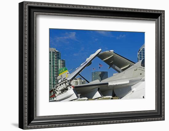 American Flags Framed Through Jet Wings, San Diego, California, USA-Richard Duval-Framed Photographic Print