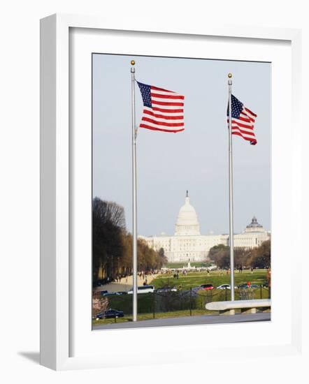 American Flags, the Capitol Building, Capitol Hill, Washington D.C.-Christian Kober-Framed Photographic Print