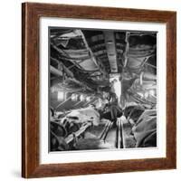 American "Flying Nurse", Julia Corinne Riley, Checks on Patients Aboard C-47 Transport Plane-Eliot Elisofon-Framed Photographic Print