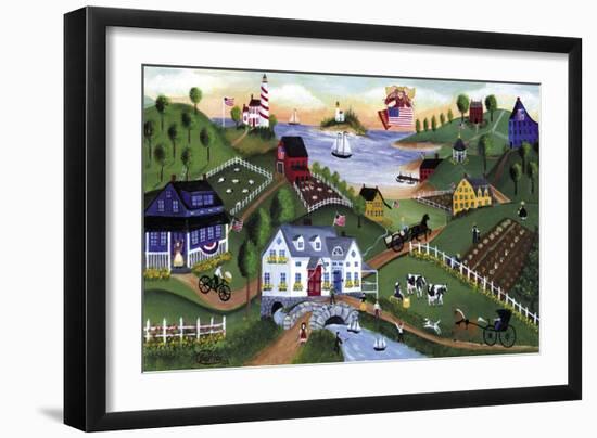 American Folk Art Seadise With Angel-Cheryl Bartley-Framed Giclee Print