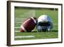 American Football and Helmet on the Field-33ft-Framed Photographic Print