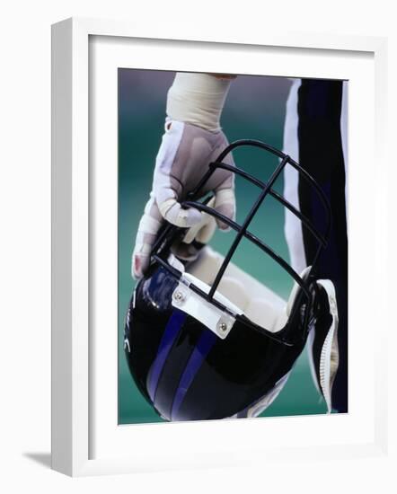 American Football Player Holding His Helmet-Chris Trotman-Framed Photographic Print