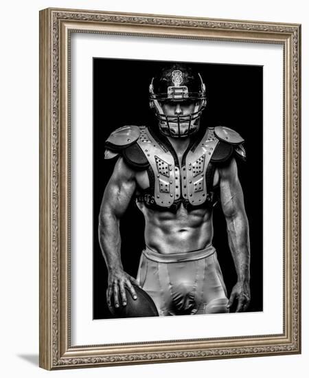 American Football Player with Ball Wearing Helmet and Protective Shields-NejroN Photo-Framed Photographic Print