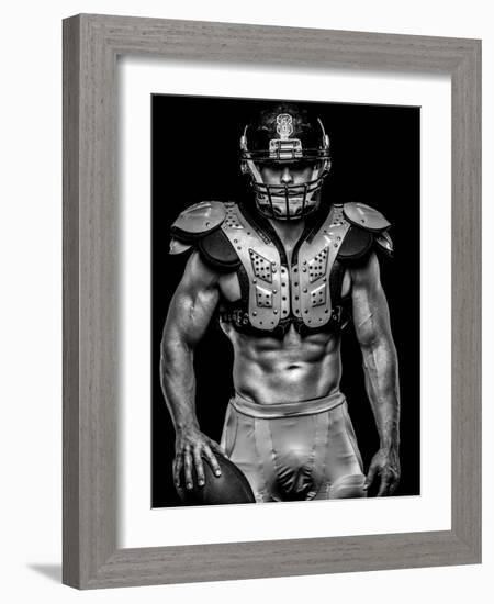 American Football Player with Ball Wearing Helmet and Protective Shields-NejroN Photo-Framed Photographic Print