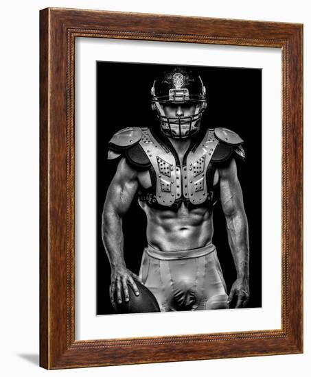 American Football Player with Ball Wearing Helmet and Protective Shields-NejroN Photo-Framed Photographic Print