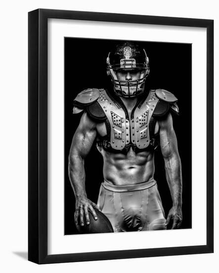 American Football Player with Ball Wearing Helmet and Protective Shields-NejroN Photo-Framed Photographic Print