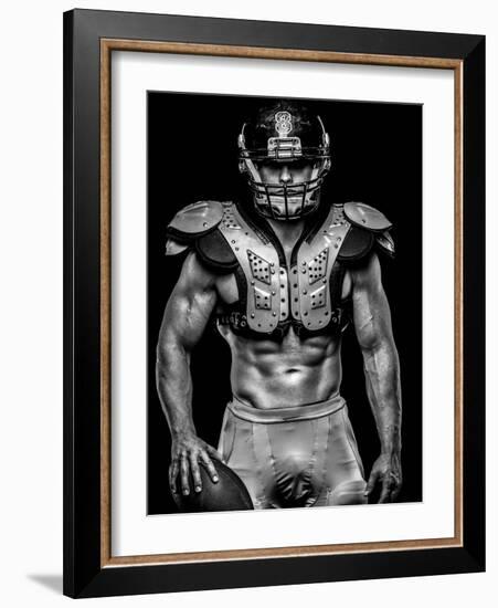 American Football Player with Ball Wearing Helmet and Protective Shields-NejroN Photo-Framed Photographic Print