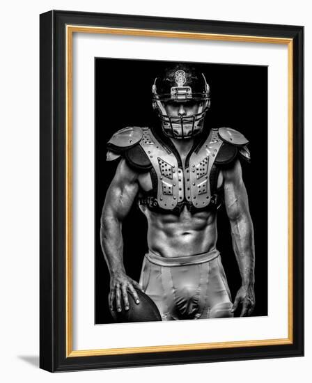 American Football Player with Ball Wearing Helmet and Protective Shields-NejroN Photo-Framed Photographic Print