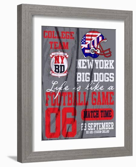 American Football - Vintage Vector Print for Boy Sportswear in Custom Colors-emeget-Framed Art Print