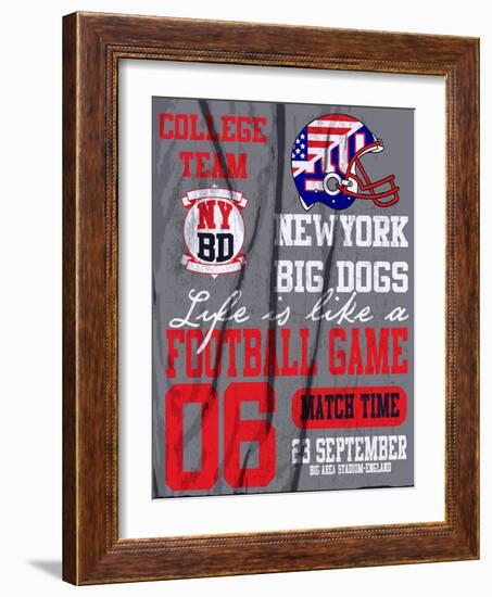 American Football - Vintage Vector Print for Boy Sportswear in Custom Colors-emeget-Framed Art Print