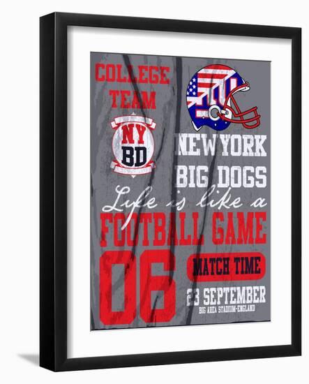 American Football - Vintage Vector Print for Boy Sportswear in Custom Colors-emeget-Framed Art Print