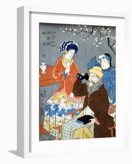 American, French, and Chinese Persons, Japanese Wood-Cut Print-Lantern Press-Framed Art Print