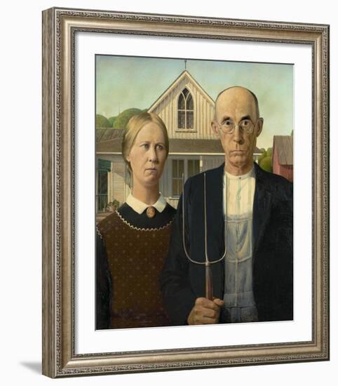 American Gothic, 1930-Grant Wood-Framed Giclee Print