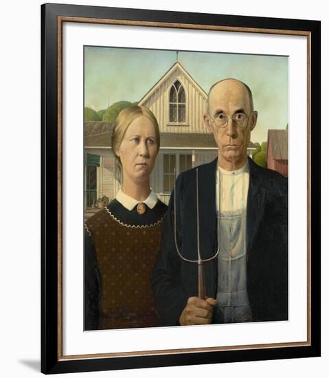 American Gothic, 1930-Grant Wood-Framed Giclee Print