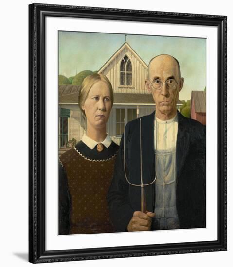 American Gothic, 1930-Grant Wood-Framed Giclee Print