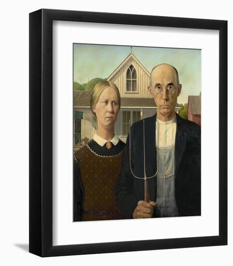 American Gothic, 1930-Grant Wood-Framed Art Print