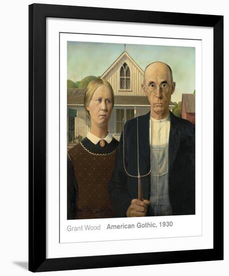 American Gothic, 1930-Grant Wood-Framed Art Print