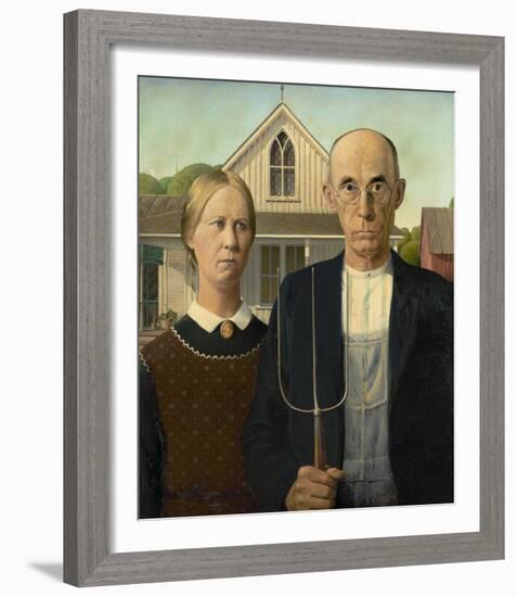 American Gothic, 1930-Grant Wood-Framed Art Print