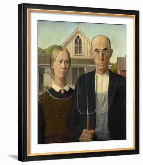 American Gothic, 1930-Grant Wood-Framed Art Print