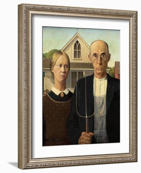 American Gothic, 1930-Grant Wood-Framed Giclee Print