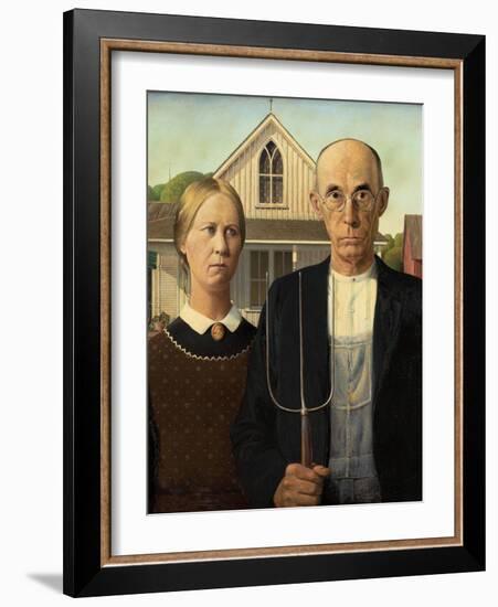 American Gothic, 1930-Grant Wood-Framed Giclee Print