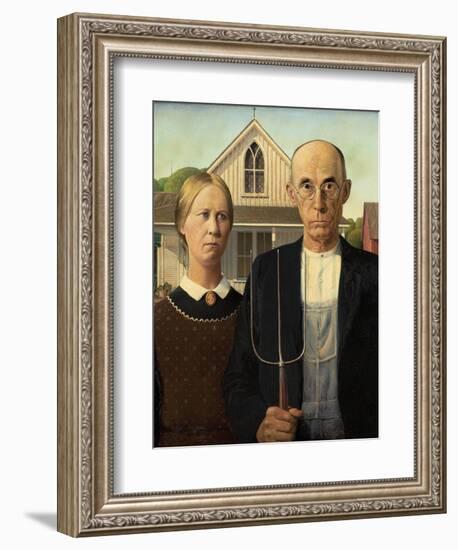 American Gothic, 1930-Grant Wood-Framed Giclee Print