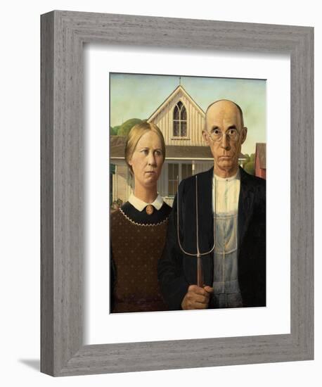 American Gothic, 1930-Grant Wood-Framed Giclee Print