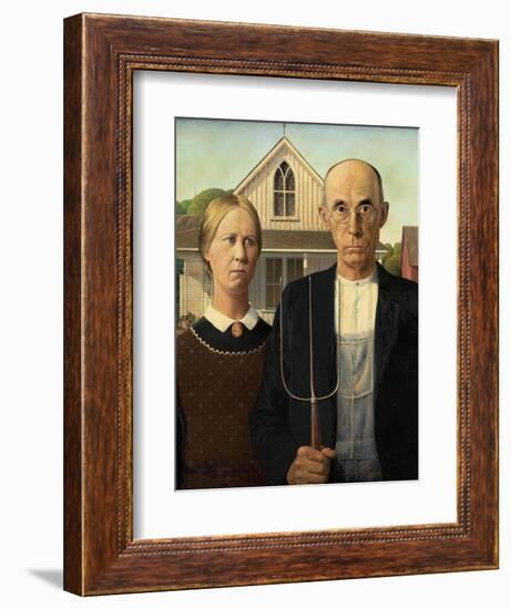 American Gothic, 1930-Grant Wood-Framed Giclee Print