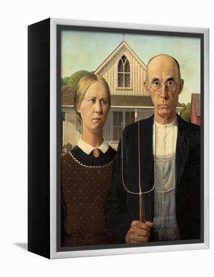 American Gothic, 1930-Grant Wood-Framed Premier Image Canvas