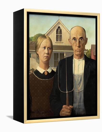 American Gothic, 1930-Grant Wood-Framed Premier Image Canvas