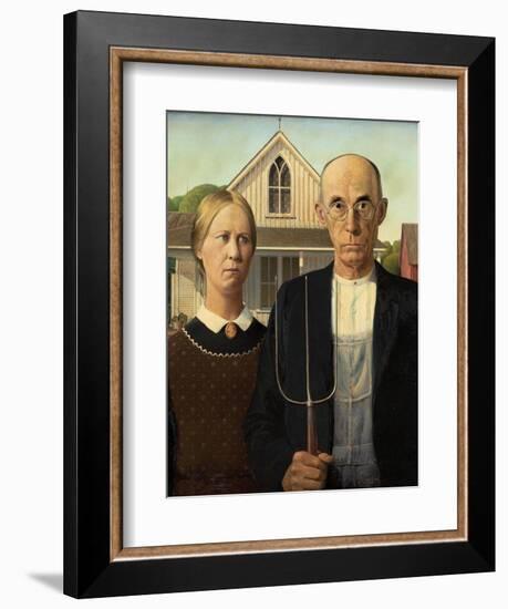 American Gothic, 1930-Grant Wood-Framed Giclee Print