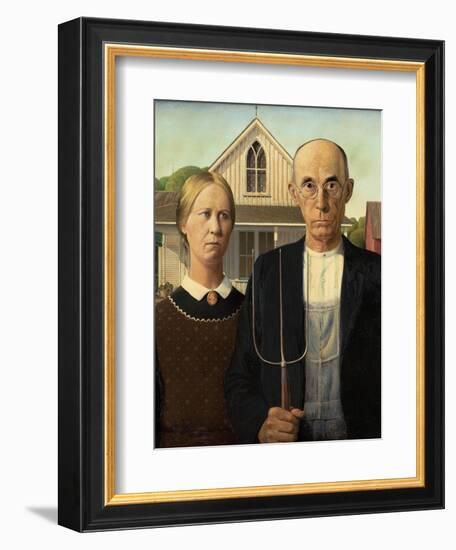 American Gothic, 1930-Grant Wood-Framed Giclee Print