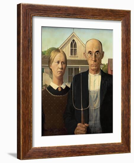 American Gothic, 1930-Grant Wood-Framed Giclee Print