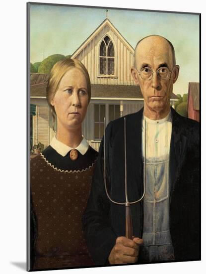 American Gothic, 1930-Grant Wood-Mounted Giclee Print