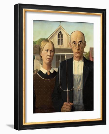 American Gothic, 1930-Grant Wood-Framed Giclee Print