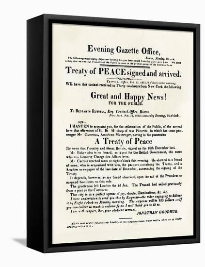 American Handbill Announcing the Treaty of Ghent, Ending the War of 1812-null-Framed Premier Image Canvas